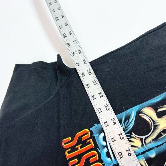 Guns N' Roses Split Skulls Graphic T-Shirt Youth XL Navy Cotton Short Sleeve - Picture 6 of 8